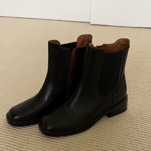 Franco Sarto Black Leather Ankle Boots with Side Zip